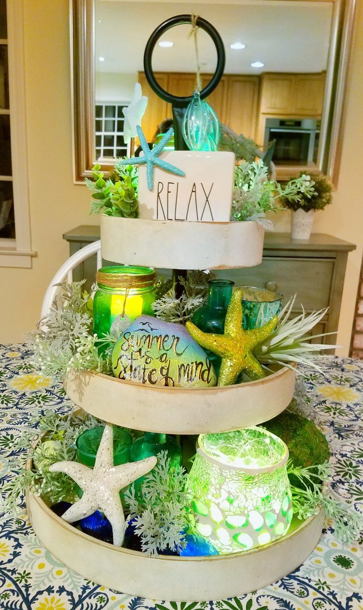 Summer Tiered Tray Decor Ideas