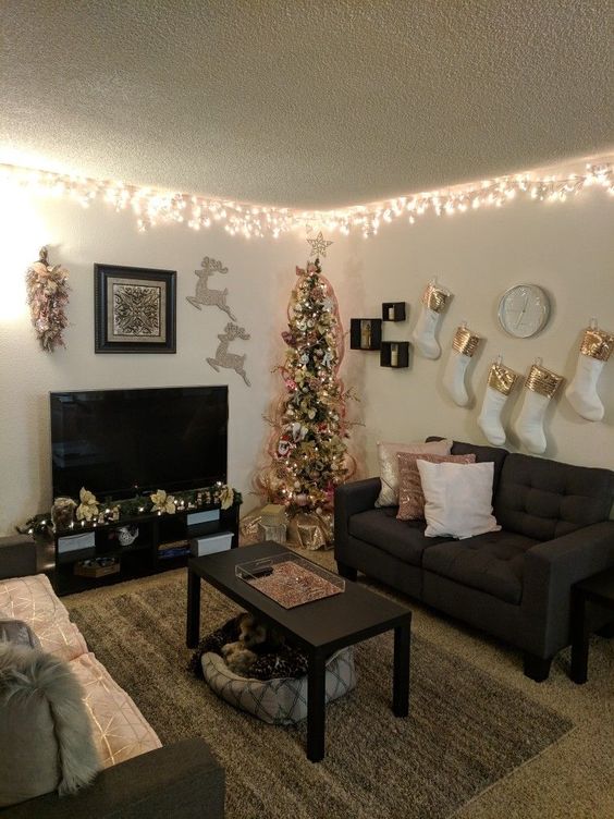 Christmas lights apartment decor