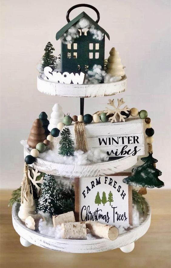 Christmas Tiered Tray Decor Ideas